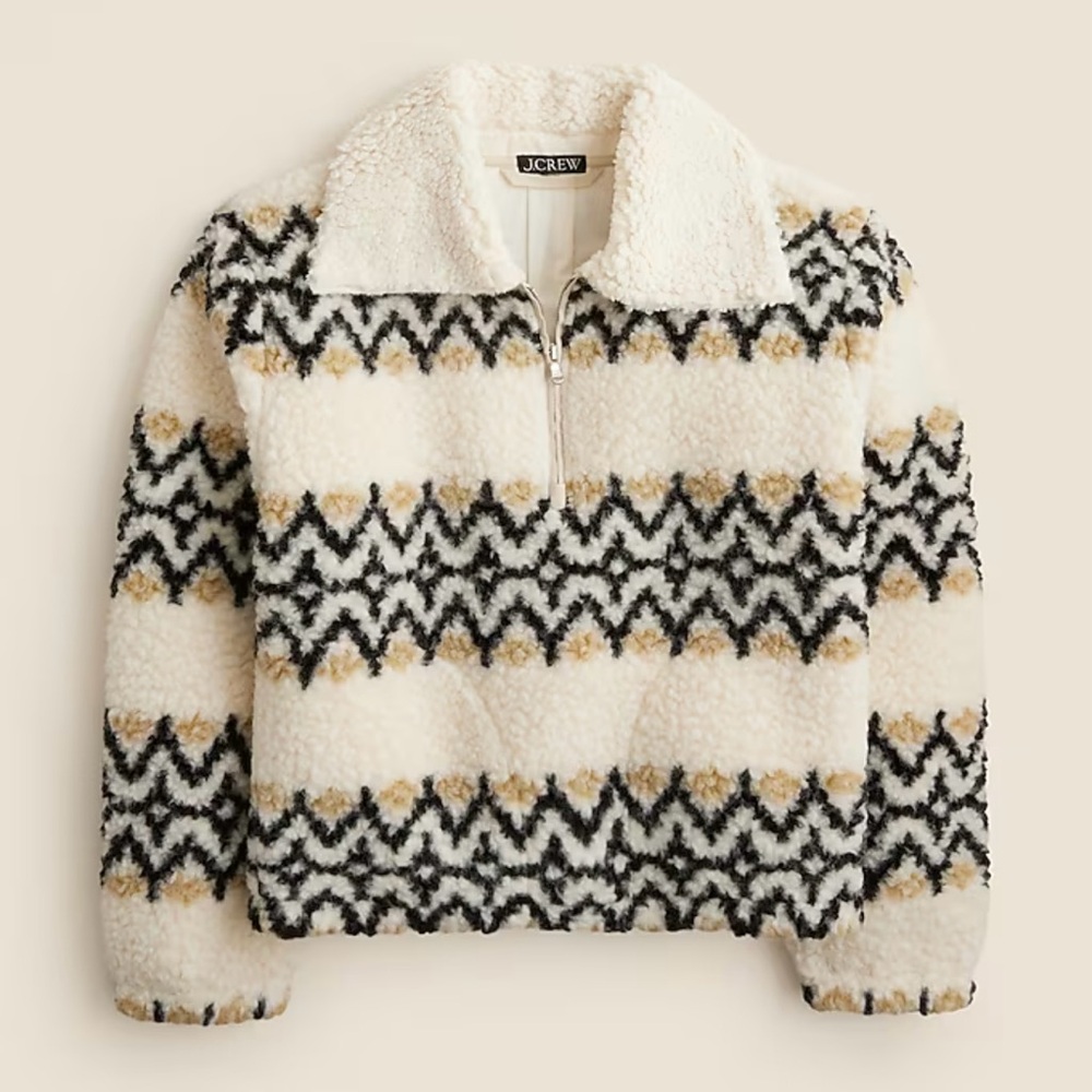 J.Crew Sherpa Pullover with Chevron Design